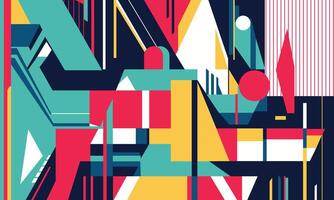 A colorful abstract painting with geometric shapes vector