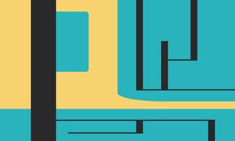A blue and yellow abstract design with a black and white line vector