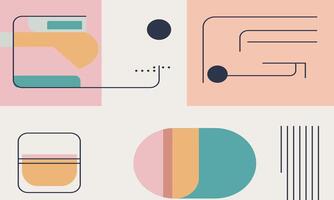 Abstract geometric shapes and lines in different colors vector