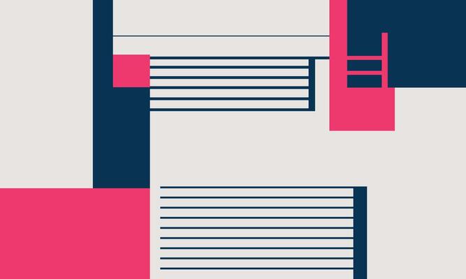 A pink and blue abstract design with a ladder
