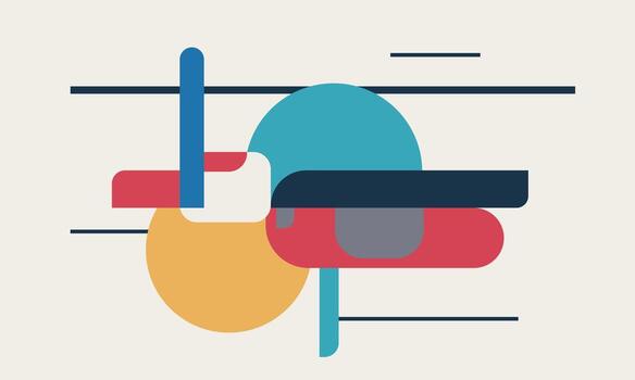 A colorful abstract design with a line of shapes vector