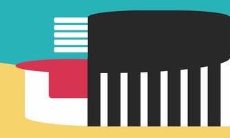 A black and white barber's comb with a red handle vector