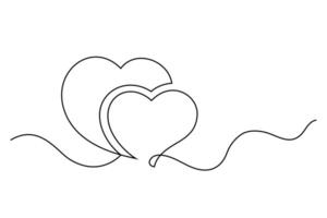 Hearts continuous line drawing vector