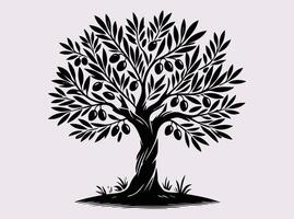 Olive Tree Silhouette in a Solid Color for Unique and Elegant Prints vector