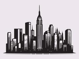 Modern City Skyline Silhouette for Architectural and Urban Art Projects vector