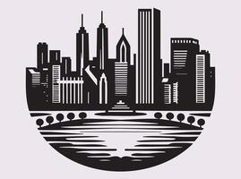 Striking City Skyline Silhouette for Urban Landscape and Cityscape Art vector
