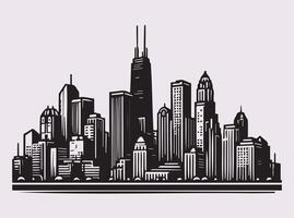 Black City Skyline Silhouette for Digital Art and Urban Landscape Designs vector