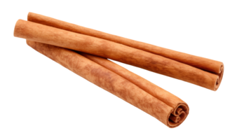Two cinnamon sticks isolated on a transparent background png