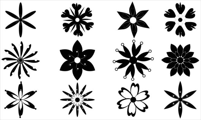 Flower icon set Illustration over white background