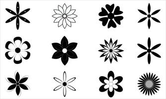 Flower icons set. Abstract flower icons isolated on white background. Flower simple icon set vector