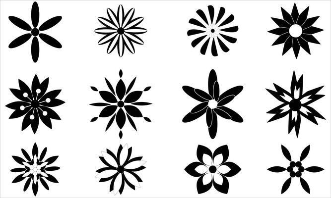 flower icons set.Graphic flowers icon
