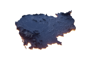 Illuminated Cambodia Data Map Highlighting Geographical Features Neon Glow Light 3D Illustration png