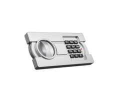 Metallic Finish Digital Safe with A Combination Lock And Circular Handle For Access. 3D Illustration png
