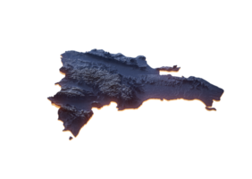 Illuminated Dominican Republic Data Map Highlighting Geographical Feature Neon Light 3D Illustration png