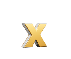 Shiny Golden Small Letter x Gleams With Its Sleek Modern Design With Sharp Edges 3D Illustration png