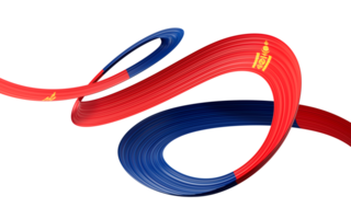 3d Flag Of Mongolia 3d Wavy Shiny Mongolia Twisted Ribbon Isolated On Yellow Background 3d Illustration png