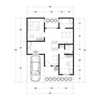 Floor plan blueprint type 60 sqm, Figure of the jotting sketch of the construction and the industrial skeleton of the structure and dimensions. vector