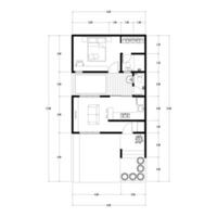 Floor plan blueprint type 48 sqm, Figure of the jotting sketch of the construction and the industrial skeleton of the structure and dimensions. vector