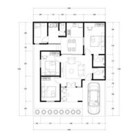 Floor plan blueprint type 130 sqm, Figure of the jotting sketch of the construction and the industrial skeleton of the structure and dimensions. vector