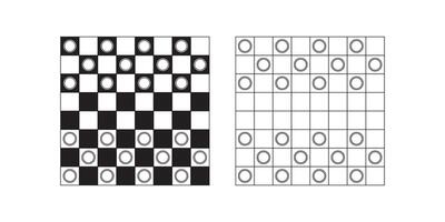 top view Checkers game icon set isolated on white background vector