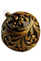 Elegance in Gold A single shimmering Christmas bauble glistens against a transparent backdrop, capturing the essence of festive charm and holiday warmth. png