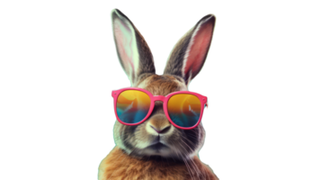 Vibrant Bunny Vibes A Playful Rabbit with Colorful Sunglasses Ready to Add a Splash of Whimsy to Your Designs png
