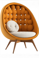 Elegant 3D Illustration of a Cozy Chair on Transparent Canvas, Blurring the Lines Between Comfort and Artistry. A Perfect Fusion of Design and Relaxation in Your Creative Space. png