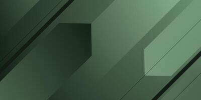 Abstract dynamic color dark green background. 3D overlap shapes pattern with lines. vector