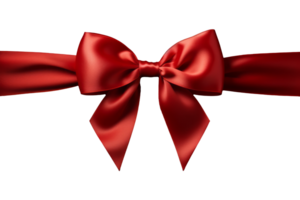 A vibrant red gift ribbon with an exquisite bow, gracefully draping across a pristine transparent background, capturing the essence of elegance and celebration png