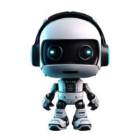 Melodic Metal A Playful Robot with Enormous Eyes Enjoying the Beat, Ready to Groove Against a Transparent Backdrop. png