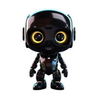 Whimsical Charm A Playful Black Robot with Expressive Eyes, Capturing the Essence of Innocence in a Glossy Metallic Finish png