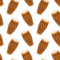 Repeating pattern of conga drums on a white background showcasing musical elements vector
