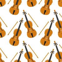 Colorful pattern featuring violins and bows on a white background vector