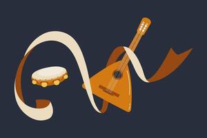 Musical instruments and ribbons create a vibrant composition vector