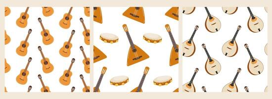 Colorful patterns featuring musical instruments on a decorative background vector