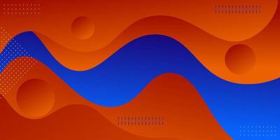 Orange and blue geometric business banner design. Creative banner design with wave and circle shape as template. Simple design on horizontal banner. vector