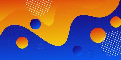 Orange and blue geometric business fluid design. Creative banner design with wave and circle shape as template. Simple design on horizontal banner. Eps10 vector