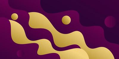 Abstract colorful golden waves on dark purple background. Liquid shape wave pattern design. Eps10 vector