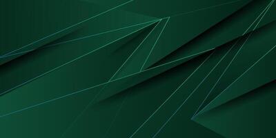 Abstract geometric triangle pattern in green color overlapping with cool shadows and lines. Realistic banner background. Eps10 vector