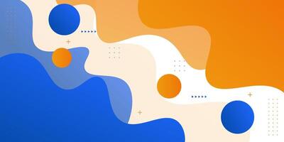 Blue and orange geometric business banner design. Creative banner design with wave and circle shape as template. Simple design on white horizontal banner. eps10 vector