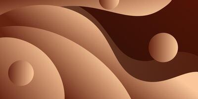 Brown wave background with simple shapes and circle pattern. Simple brown wave design. Modern geometric shape concept. eps10 vector