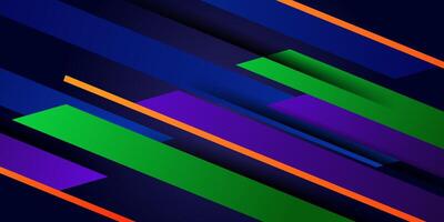Abstract overlapping shapes on dark 3D background. Bright colorful pattern with stripes. Eps10 vector