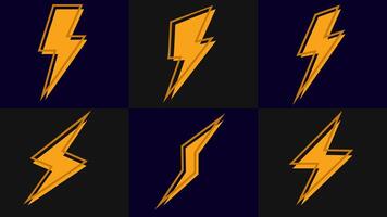 bolt flash thunder power icon set, lightning bolt icon with thunderbolt, Electric power symbol vector