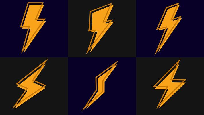 bolt flash thunder power icon set, lightning bolt icon with thunderbolt, Electric power symbol