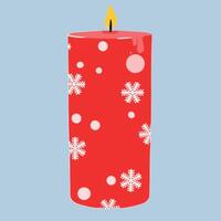 a red candle with snow flakes motif vector