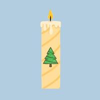 candle with motif natal tree in the middle vector