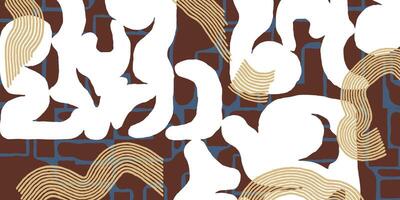 Japanese style hand drawn shapes and lines graphic element abstract pattern, tribal and ethnic folk, wood carving, block print texture surface, simple graphic for textile, decoration, vector
