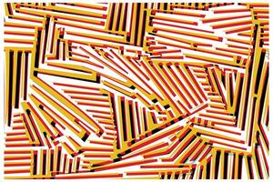 Abstract pattern of interwoven yellow, red, and black stripes set against a white background, creating a dynamic visual texture. vector