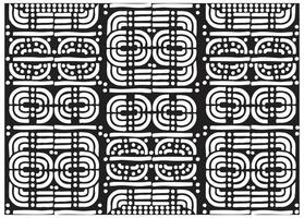 A geometric black and white pattern featuring interlocking shapes and dotted design, creating a modern, artistic effect, it could be used as a wallpaper, fabric design and pillow vector
