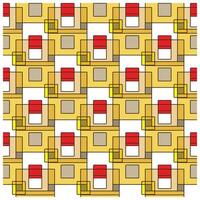 Colorful geometric pattern featuring overlapping squares and rectangles in red, yellow, and brown on a white background. vector